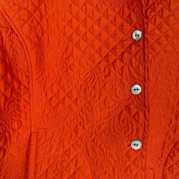 Chicos Quilted Embroidered Orange Jacket size Large - Picture 4 of 16